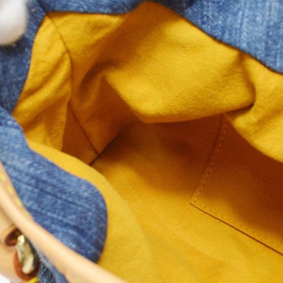 Authenticity Guarantee LOUIS VUITTON PLEATY HANDBAG PURSE INDIGO MONOGRAM DENIM - Picture 8 of 11